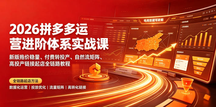 2026拼多多运营进阶体系实战课|新版拖价稳量、付费转投产、自然流矩阵、高投产链接起店全链路教程-小艾项目网