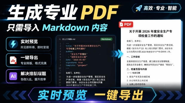 只需导入Markdown内容,实时预览一键导出专业PDF!轻松解决AI生成内容排版问题Presto-小艾项目网