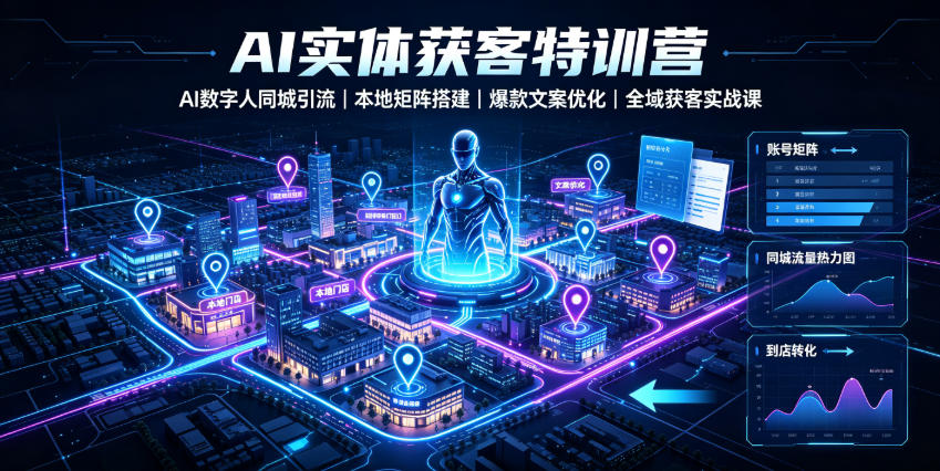 AI实体获客特训营｜AI数字人同城引流、本地矩阵搭建、爆款文案优化全域获客实战课-小艾项目网