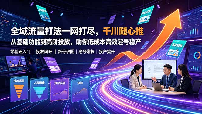 全域流量打法一网打尽，千川随心推从基础功能到高阶投放，助你低成本高效起号稳产-小艾项目网