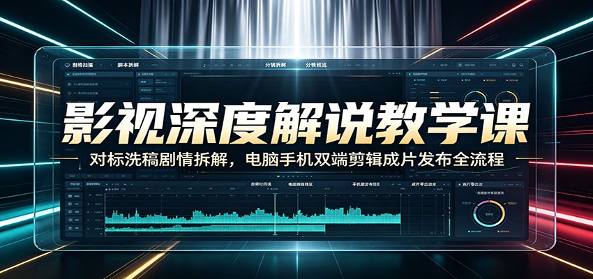 影视深度解说教学课：对标洗稿剧情拆解，电脑手机双端剪辑成片发布全流程-小艾项目网