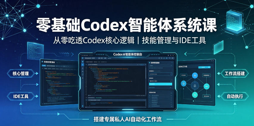 零基础Codex智能体系统课｜从零吃透Codex核心逻辑、技能管理与IDE工具，搭建专属私人AI自动化工作流-小艾项目网