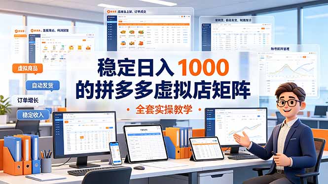 稳定日入 1000 的拼多多虚拟店矩阵,全套实操教学-小艾项目网