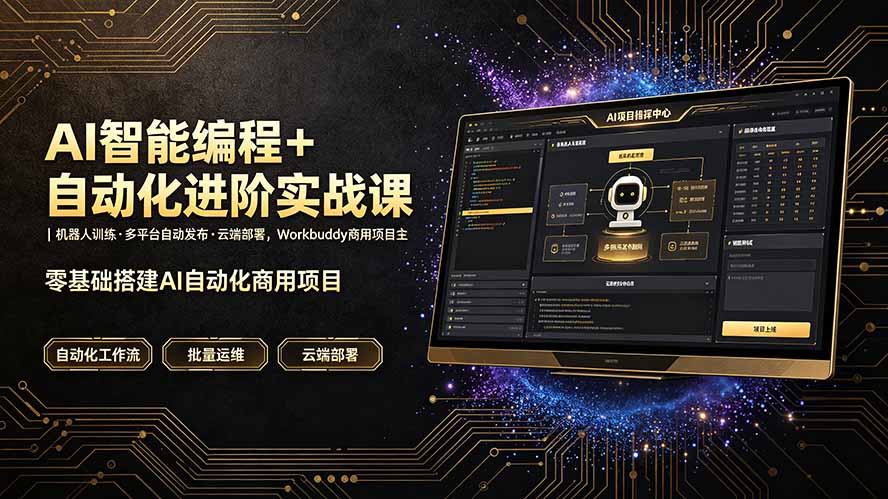 AI智能编程+自动化进阶实战课|机器人训练·多平台自动发布·云端部署,Workbuddy商用项目全流程教学-小艾项目网