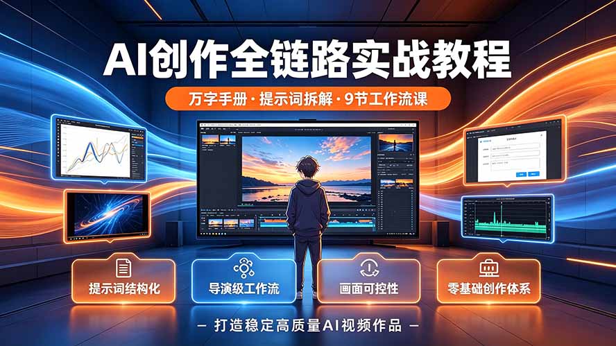 AI创作全链路实战教程｜万字手册·提示词拆解·9节工作流课，打造稳定高质量AI视频作品-小艾项目网
