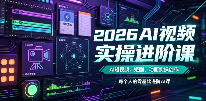 2026AI视频实操进阶课,AI短视频、短剧、动画实操创作,每个人的零基础进阶ai课-小艾项目网