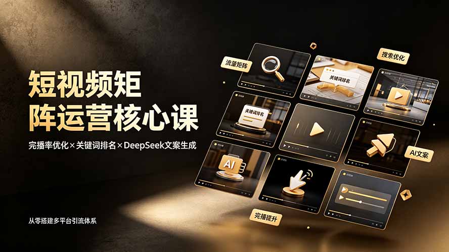 短视频矩阵运营核心课：完播率优化×关键词排名×DeepSeek文案生成，从零搭建多平台引流体系-小艾项目网