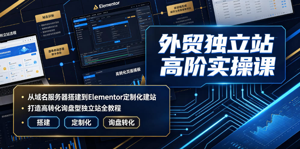 外贸独立站高阶实操课|从域名服务器搭建到Elementor定制化建站,打造高转化询盘型独立站全教程-小艾项目网
