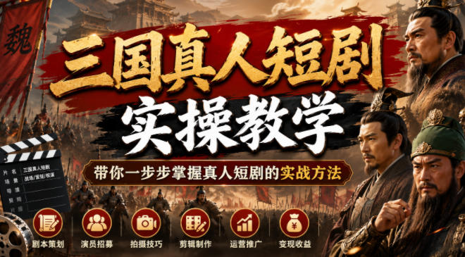三国真人短剧实操教学，带你一步步掌握真人短剧的实战方法-小艾项目网