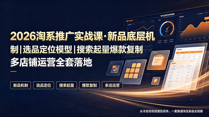 2026淘系推广实战课·新品底层机制｜选品定位模型｜搜索起量爆款复制多店铺运营全套落地教程-小艾项目网