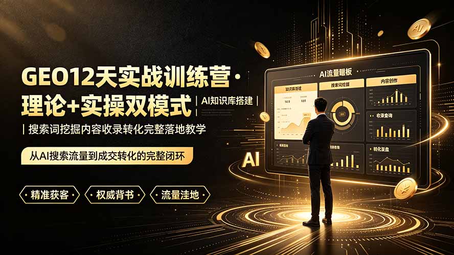 GEO12天实战训练营·理论+实操双模式|AI知识库搭建|搜索词挖掘内容收录转化完整落地教学-小艾项目网