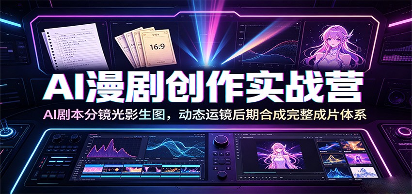 AI漫剧创作实战营：AI剧本分镜光影生图，动态运镜后期合成完整成片体系-小艾项目网