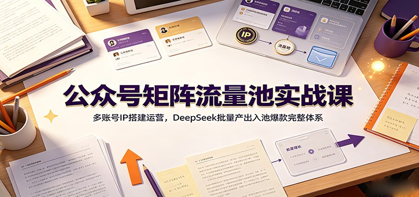 公众号矩阵流量池实战课:多账号IP搭建运营,DeepSeek批量产出入池爆款完整体系-小艾项目网