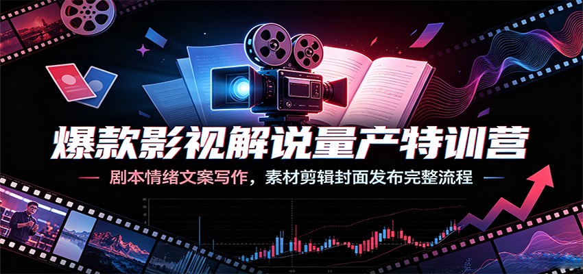爆款影视解说量产特训营:剧本情绪文案写作,素材剪辑封面发布完整流程-小艾项目网