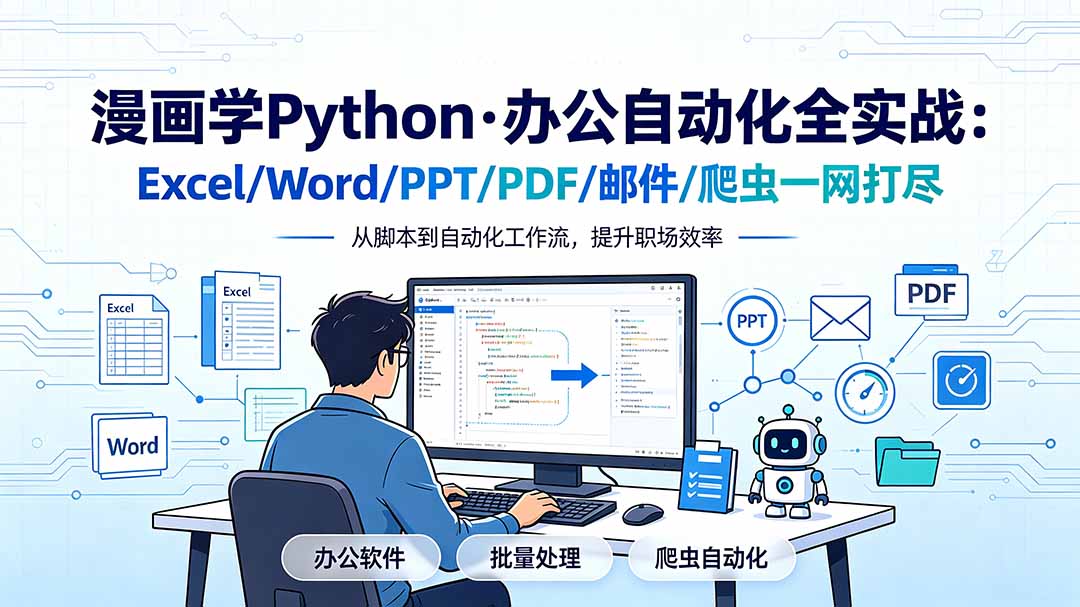 漫画学Python·办公自动化全实战：Excel/Word/PPT/PDF/邮件/爬虫一网打尽-小艾项目网