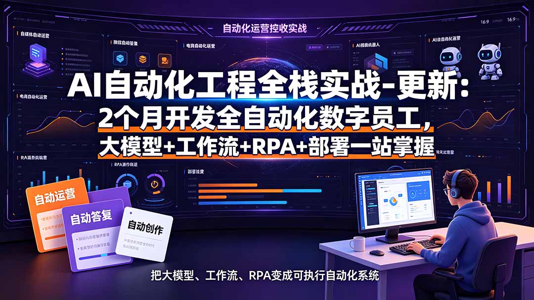 AI自动化工程全栈实战-更新:2个月开发全自动化数字员工,大模型+工作流+RPA+部署一站式掌握-小艾项目网