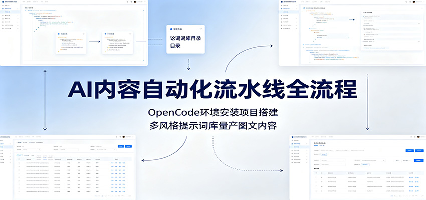 AI内容自动化流水线全流程：OpenCode环境安装项目搭建，多风格提示词库量产图文内容-小艾项目网