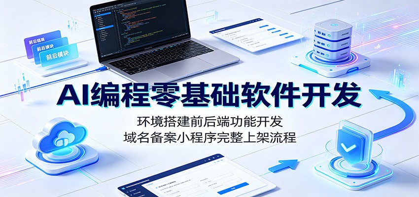 AI编程零基础软件开发：环境搭建前后端功能开发，域名备案小程序完整上架流程-小艾项目网