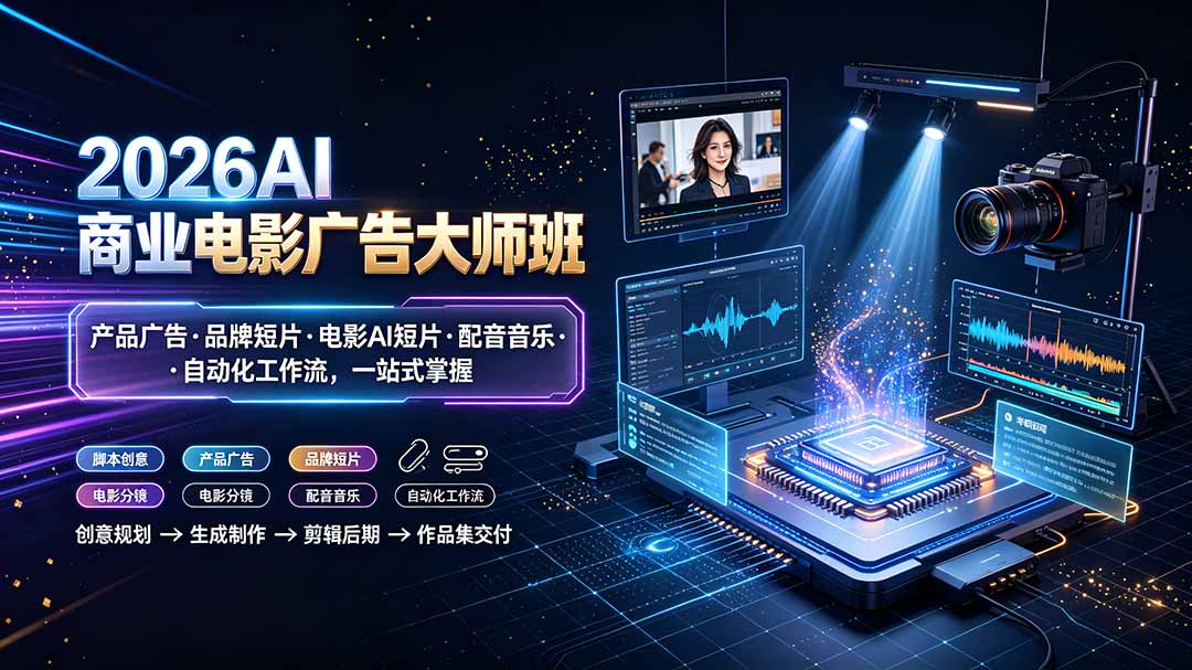 2026AI商业电影广告大师班:产品广告·品牌短片·电影AI短片·配音音乐·自动化工作流,一站式掌握-小艾项目网