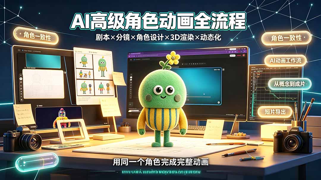 AI高级角色动画全流程：剧本×分镜×角色设计×3D渲染×动态化，从概念到成片一站式教学-小艾项目网