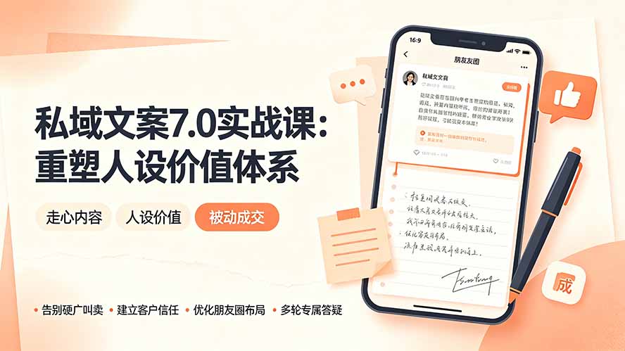 私域文案实战课7.0：重塑人设价值体系｜-告别硬广推销×走心内容×自我价值塑造，实现被动成交-小艾项目网