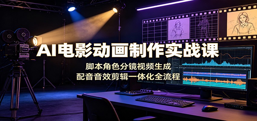 AI电影动画制作实战课：脚本角色分镜视频生成，配音音效剪辑一体化全流程-小艾项目网