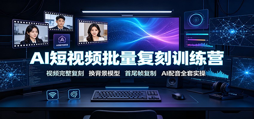 AI短视频批量复刻训练营：视频完整复刻，换背景模型、首尾帧复制、AI配音全套实操-小艾项目网