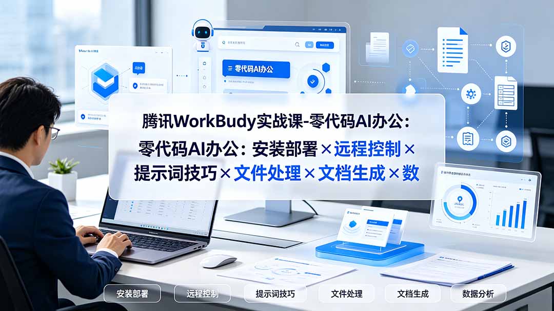 腾讯WorkBuddy实战课-零代码AI办公：安装部署×远程控制×提示词技巧×文件处理×文档生成×数据分析-小艾项目网