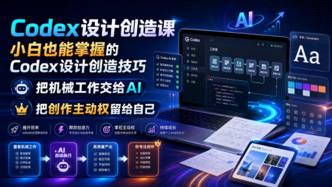 Codex设计创造课，小白也能掌握的Codex设计创造技巧，把机械工作交给AI，把创作主动权留给自己-小艾项目网