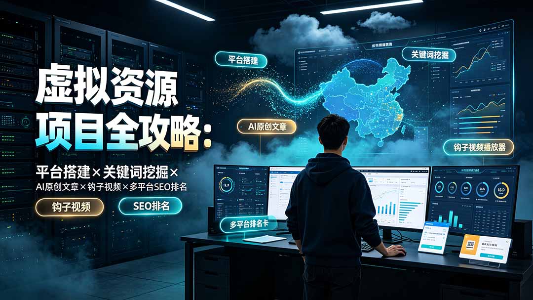 虚拟资源项目全攻略：平台搭建×关键词挖掘×AI原创文章×钩子视频×多平台SEO排名-小艾项目网