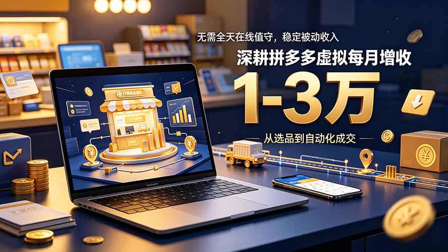 无需全天在线值守，稳定被动收入，深耕拼多多虚拟每月增收 1-3 万-小艾项目网