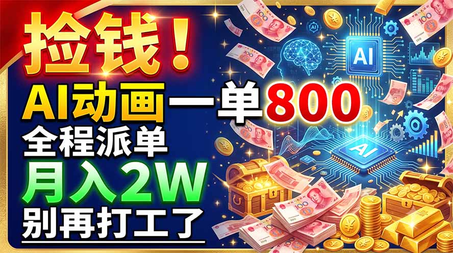 捡钱！AI动画一单800，全程派单，月入2W，别再打工了-小艾项目网