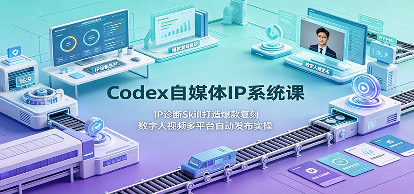 Codex自媒体IP系统课:IP诊断Skill打造爆款复刻,数字人视频多平台自动发布实操-小艾项目网