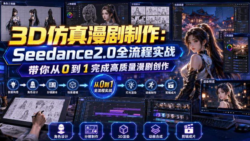 3D仿真漫剧制作：Seedance2.0全流程实战，带你从0到1完成高质量漫剧创作-小艾项目网