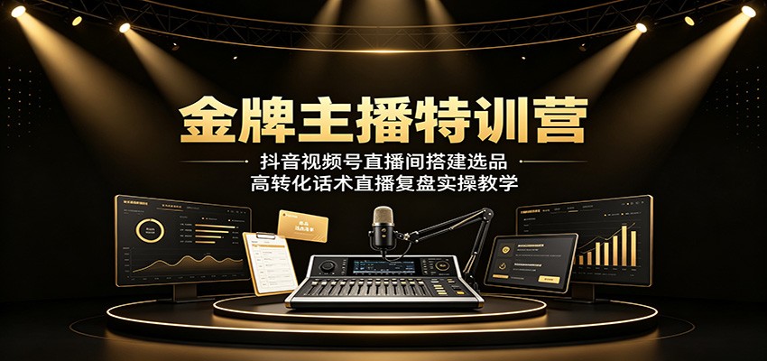 金牌主播特训营:抖音视频号直播间搭建选品,高转化话术直播复盘实操教学-小艾项目网