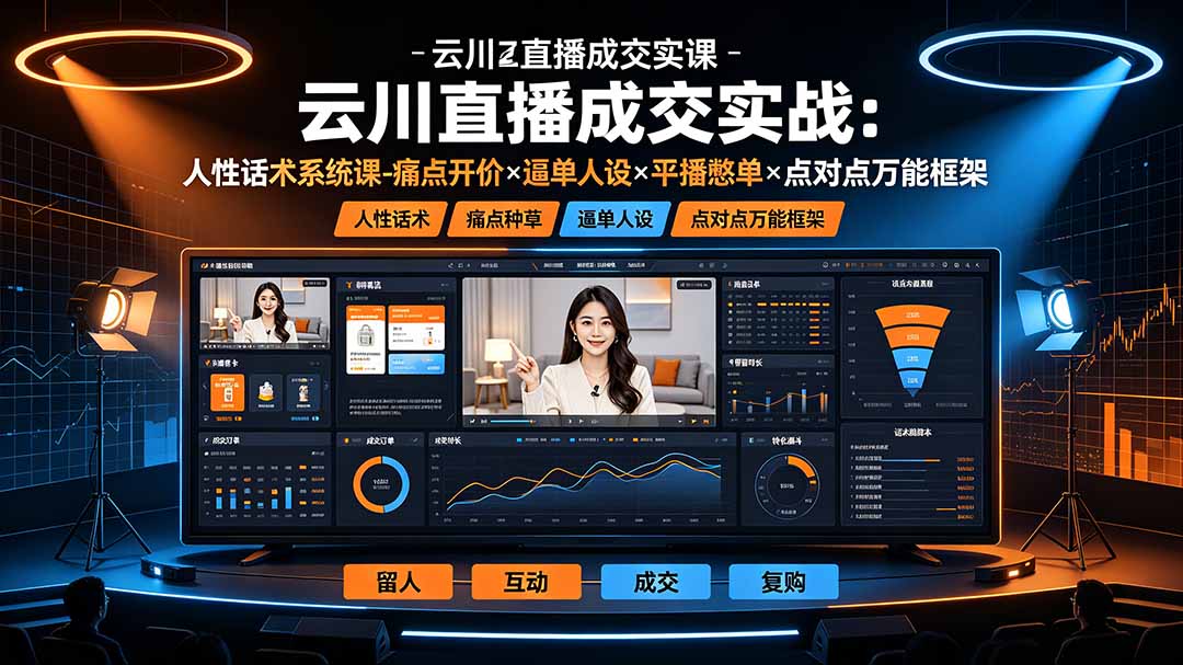 云川直播成交实战：人性话术系统课-痛点种草×塑品开价×逼单人设×平播憋单×点对点万能框架-小艾项目网