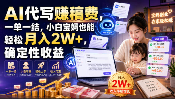AI代写賺稿费，一单一结，小白宝妈也能轻松月入2W+，确定性收益【揭秘】-小艾项目网