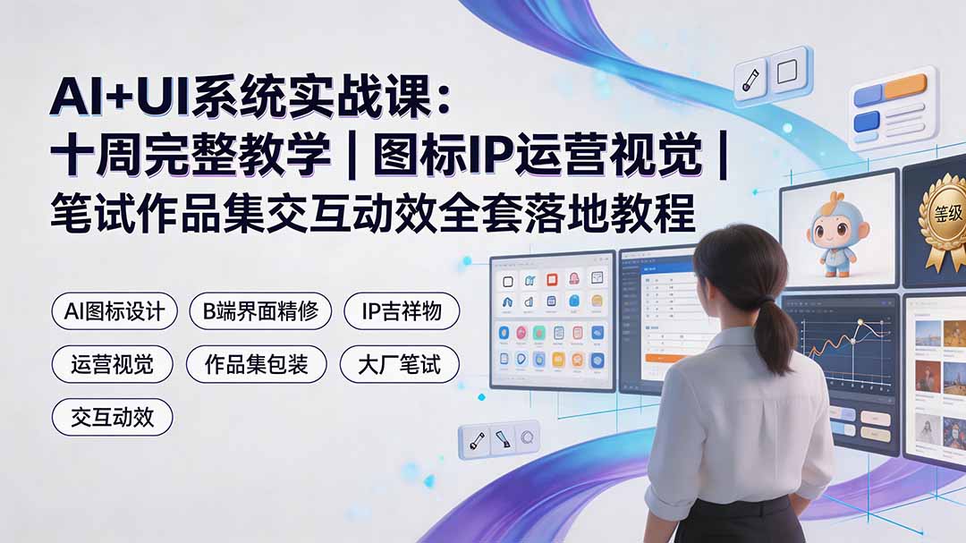 AI+UI系统实战课：十周完整教学｜图标IP运营视觉｜笔试作品集交互动效全套落地教程-小艾项目网