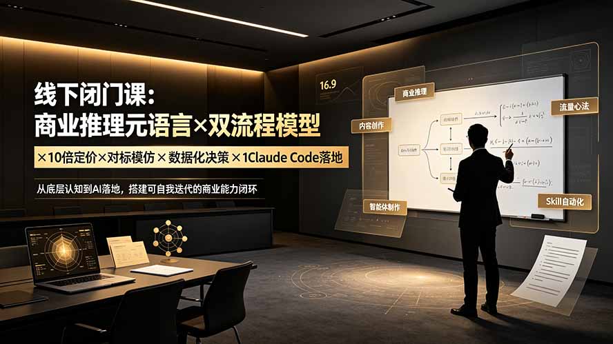 线下闭门课：商业推理元语言×双流程模型×10倍定价×对标模仿×数据化决策×Claude Code落地，击穿认知盲区-小艾项目网
