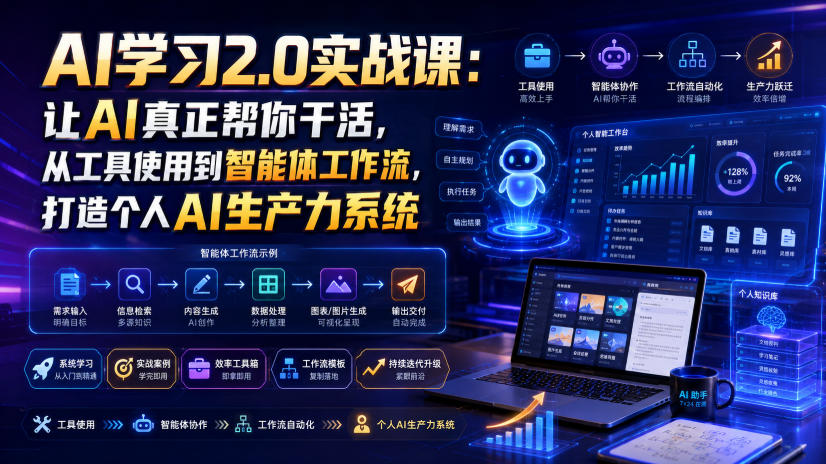 AI学习2.0实战课：让AI真正帮你干活，从工具使用到智能体工作流，打造个人AI生产力系统-小艾项目网