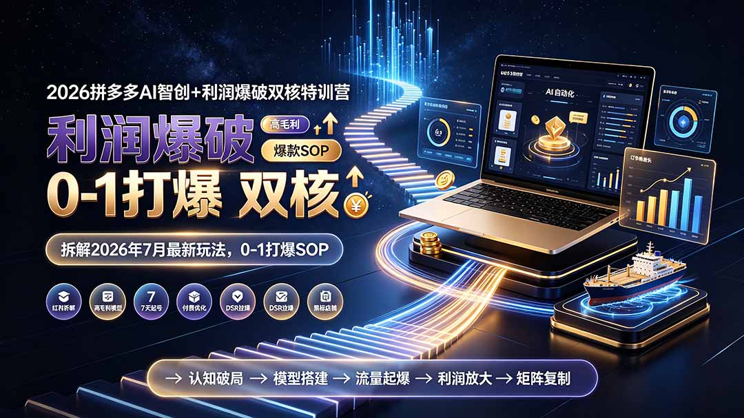 2026拼多多AI智创+利润爆破双核特训营-更新：拆解2026年7月最新玩法，0-1打爆SOP-小艾项目网