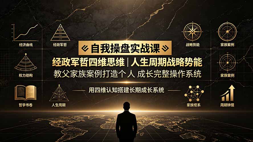 自我操盘实战课:经政军哲四维思维|人生周期战略势能|教父家族案例打造个人成长完整操作系统-小艾项目网