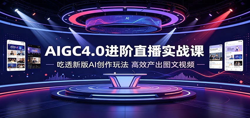 AIGC4.0进阶直播实战课：吃透新版AI创作玩法，高效产出图文视频-小艾项目网