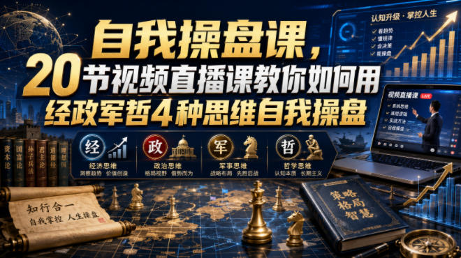 自我操盘课，20节视频直播课教你如何用经政军哲4种思维自我操盘-小艾项目网