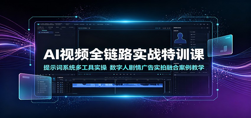 AI视频全链路实战特训课：提示词系统多工具实操，数字人剧情广告实拍融合案例教学-小艾项目网