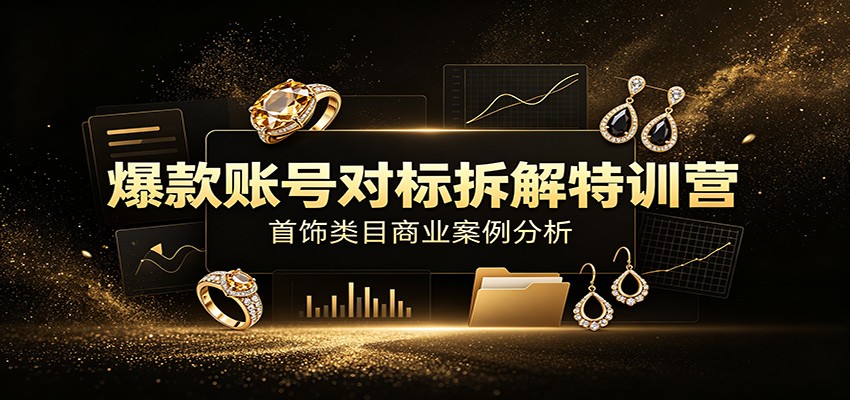 爆款账号对标拆解特训营：首饰类目商业案例分析，配套完整资料内容-小艾项目网