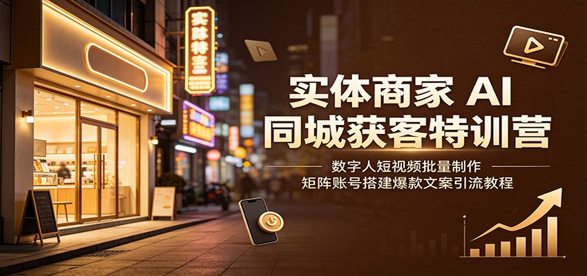 实体商家AI同城获客特训营：数字人短视频批量制作，矩阵账号搭建爆款文案引流教程-小艾项目网