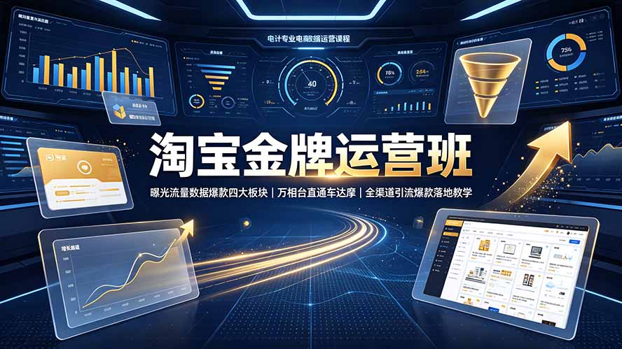 淘宝金牌运营班-7月：曝光流量数据爆款四大板块｜万相台直通车达摩｜全渠道引流爆款落地教学-小艾项目网