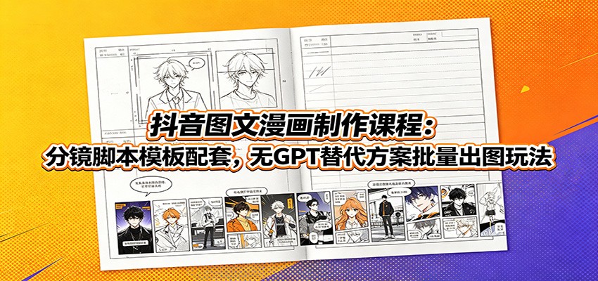 抖音图文漫画制作课程：分镜脚本模板配套，无GPT替代方案批量出图玩法-小艾项目网