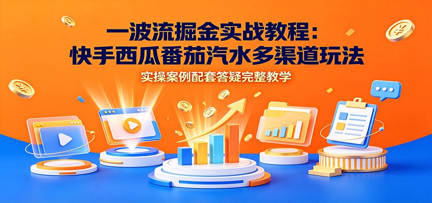 一波流掘金实战教程：快手西瓜番茄汽水多渠道玩法，实操案例配套答疑完整教学-小艾项目网